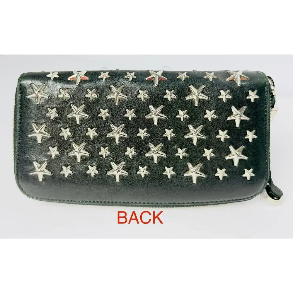 Jimmy Choo Black Star Stud Zip Wallet Limited Edition Y2K‎ Grunge